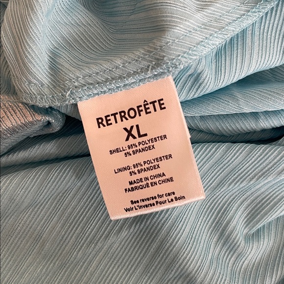 RETROFETE Zoa Strapless Pleated Metallic Blue Silver Maxi Dress Size XL - Picture 9 of 9